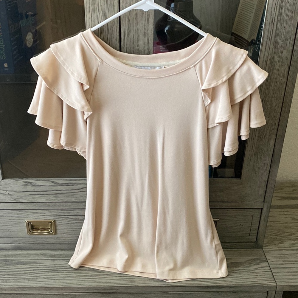 Vici Reece Ruffle Tee - Beige - Picture 4 of 4